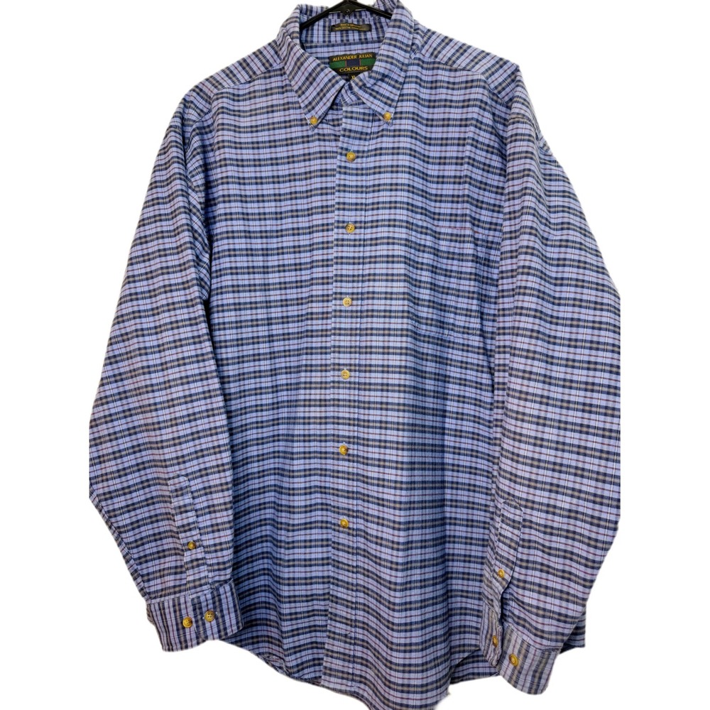 Vintage Alexander Julian‎ Colours Mens XL Button Down Shirt Plaid Long Sleeve